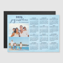 2026 Kalender Magnet Zwei Fotos Collage Blue
