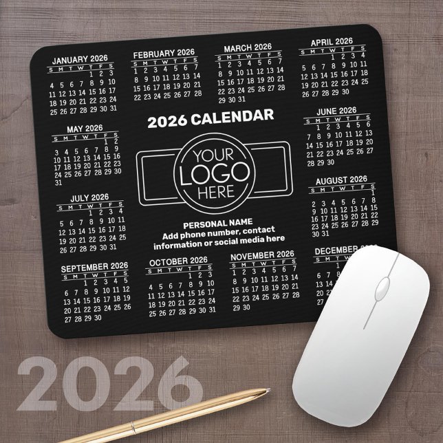 2026 Kalender mit Logo, Kontaktinformationen Schwa Mousepad (2026 Calendar on a Mousepad)