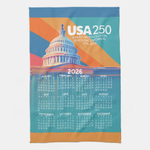 2026 Kalender mit USA 250 Capital Dome Amerika Geschirrtuch