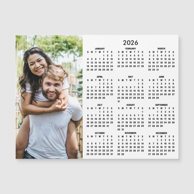 2026 Kalender Modern Einfach Foto Magnet (Vorderseite)
