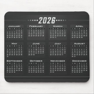 2026 Kalender Modern Schwarz Weiß  Mousepad