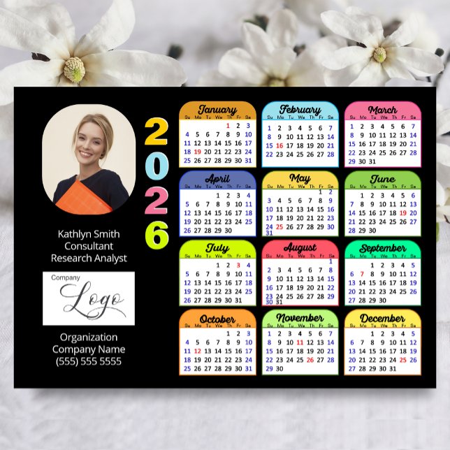 2026 Kalender Modernes Business Foto Logo Magnetic Magnetkarte (Von Creator hochgeladen)