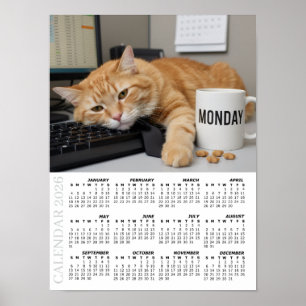 2026 Kalender, Montag Motivation - Büro-Spaß Katze Poster