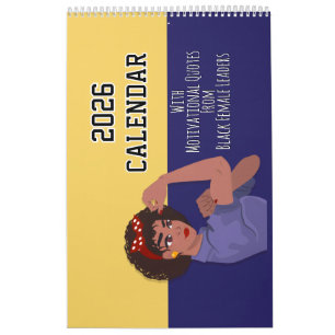2026 Kalender Motivationszitate Schwarze Mädchen F