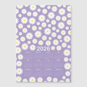 2026 Kalender - Muster der Daisy-Blume Magnetkarte