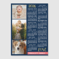 2026 Kalender Navy Koralle Gold Foto Collage Magne