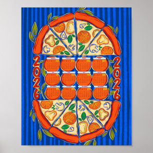 2026 Kalender - Pizza-Kalender Poster