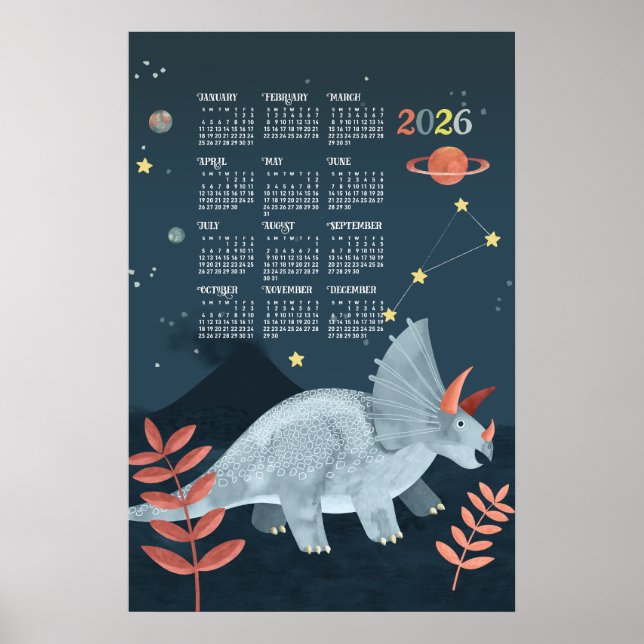 2026 Kalender-Poster-Triceratops Poster (Vorne)