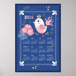 2026 Kalender-Poster-Vogel Poster