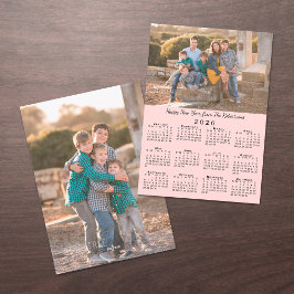 2026 Kalender Rosa 2 Benutzerdefinierte Fotos Glüc Feiertagskarte