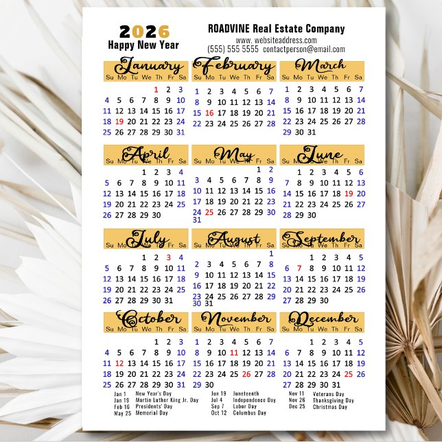 2026 Kalender Schwarz Minimalistische Corporate Ma Magnetkarte (Von Creator hochgeladen)