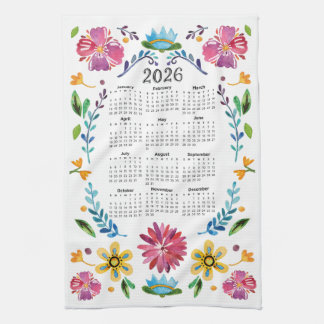 2026 Kalender Traditionelle mexikanische Kunst des Geschirrtuch