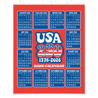 2026 Kalender - USA 250 Rot Weiß Blau
