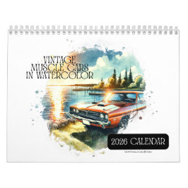 2026 Kalender Vintage Muskelwagen in Wasserfarbe!
