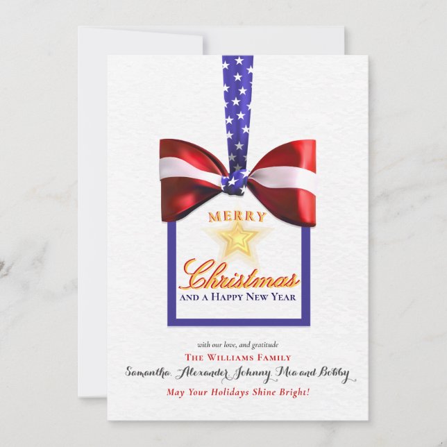 2026 Kalender Weihnachten Patriotic Bow America Fl (Vorderseite)