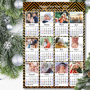 2026 Kalenderfamilie 12 Foto Modernes Schwarzes Go Magnetkarte