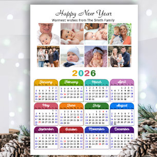 2026 Kalenderfamilie 8 Fotocollage Magnetic Magnetkarte