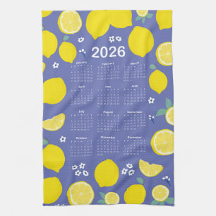 2026 Kalendermonat Zitrus Zitronenmuster Geschirrtuch