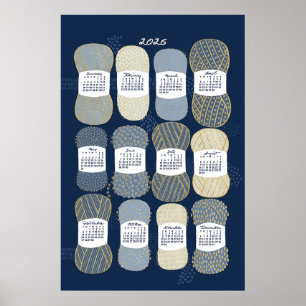 2026 Kalenderposter Blau und Gold Poster