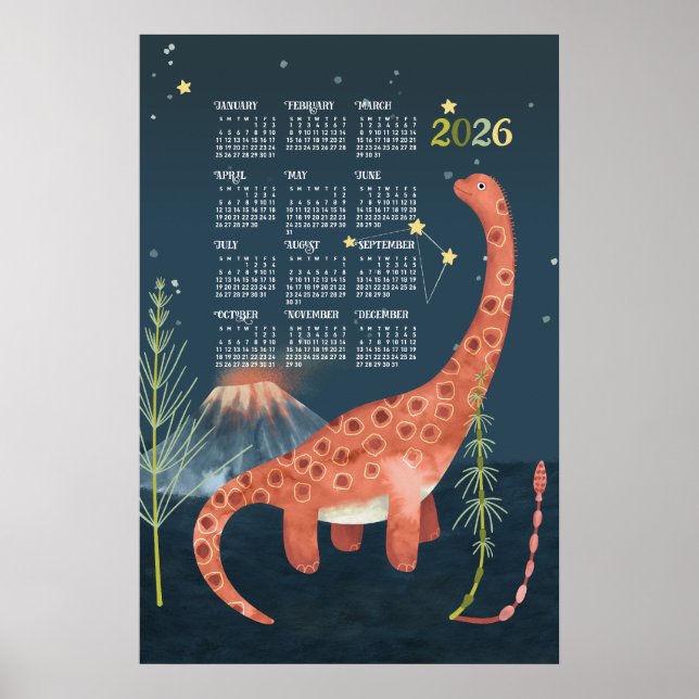 2026 Kalenderposter Brachiosaurus Poster (Vorne)