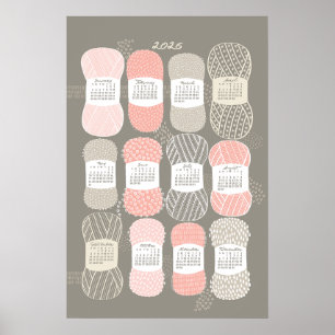2026 Kalenderposter Stricken Beige und Rosa Poster