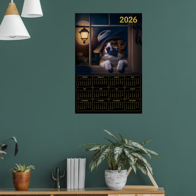 2026 KI-generierter Australian Shepherd-Kalender Poster (Wohnzimmer 1)