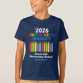 2026 Kindergarten Graduate Personalized Blue Kids T-Shirt