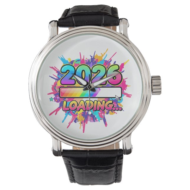 2026 Loading... Progress Bar Sticker Armbanduhr (Vorderseite)