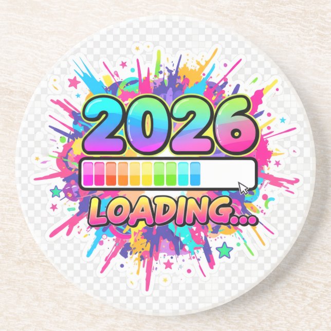 2026 Loading... Progress Bar Sticker Getränkeuntersetzer (Vorne)
