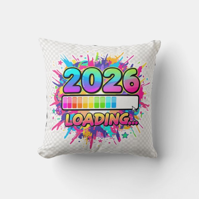 2026 Loading... Progress Bar Sticker Kissen (Vorderseite)