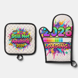 2026 Loading... Progress Bar Sticker Ofenhandschuh & Topflappen-Set