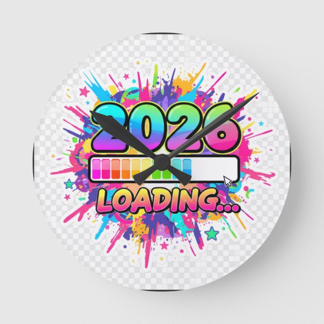 2026 Loading... Progress Bar Sticker Runde Wanduhr (Vorderseite)