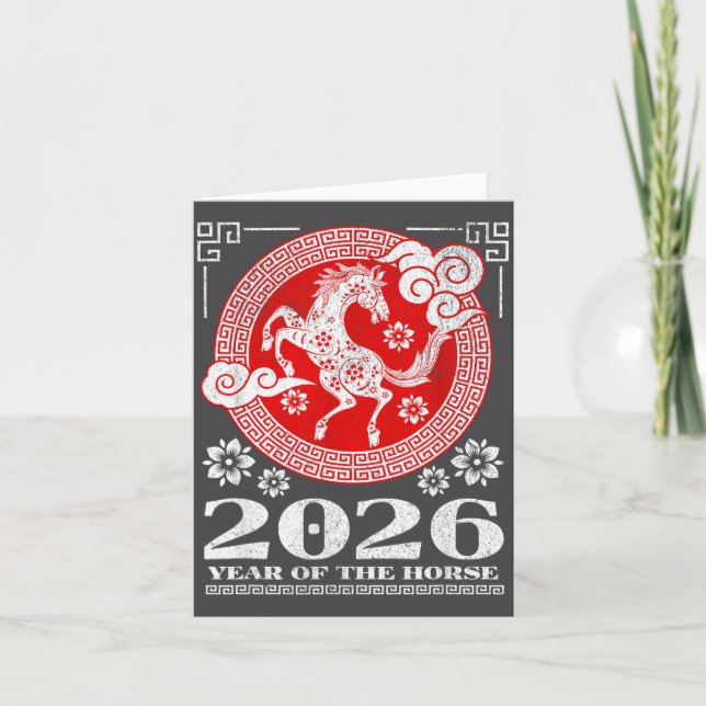 2026 Lunar Chinese New Year Fire Horse  Karte (Vorderseite)