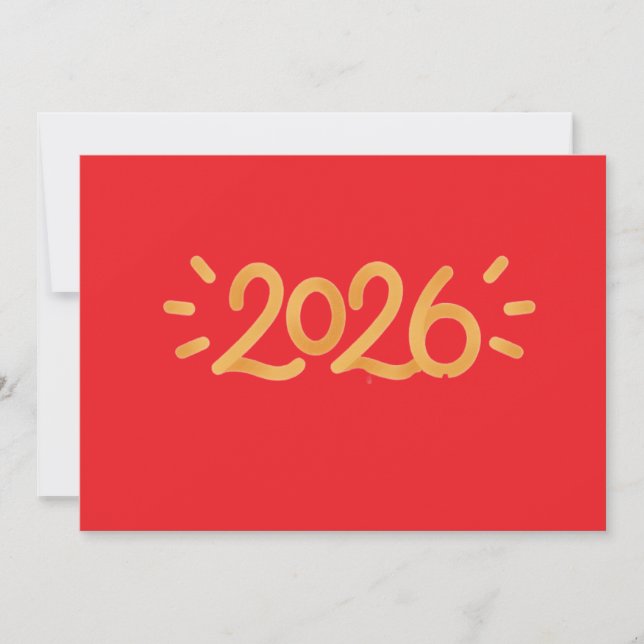 2026 Lunar New Year Party Invitation - Red and Gol (Devant)