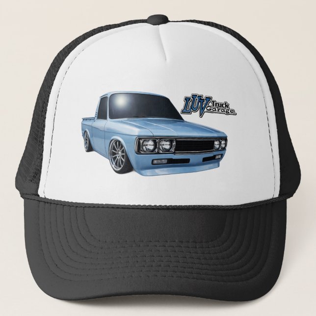 2026 Luv Truck Garage Trucker Hat with  Blue Luv Truckerkappe (Vorderseite)