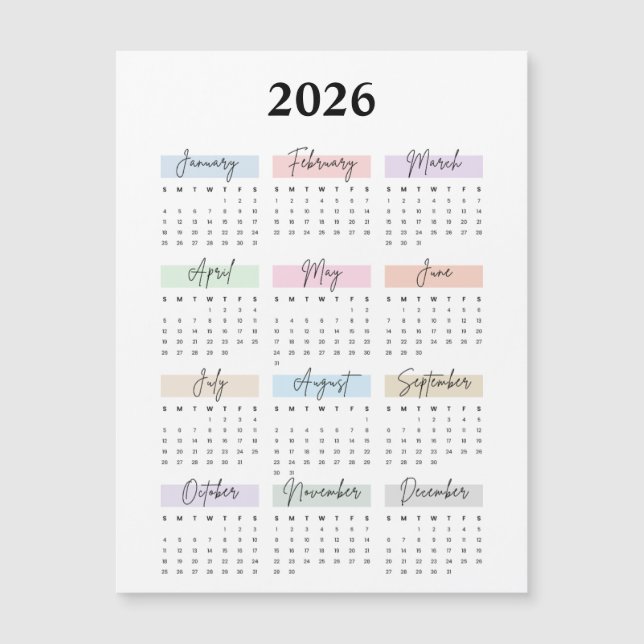 2026 magnet calendar  (Devant)