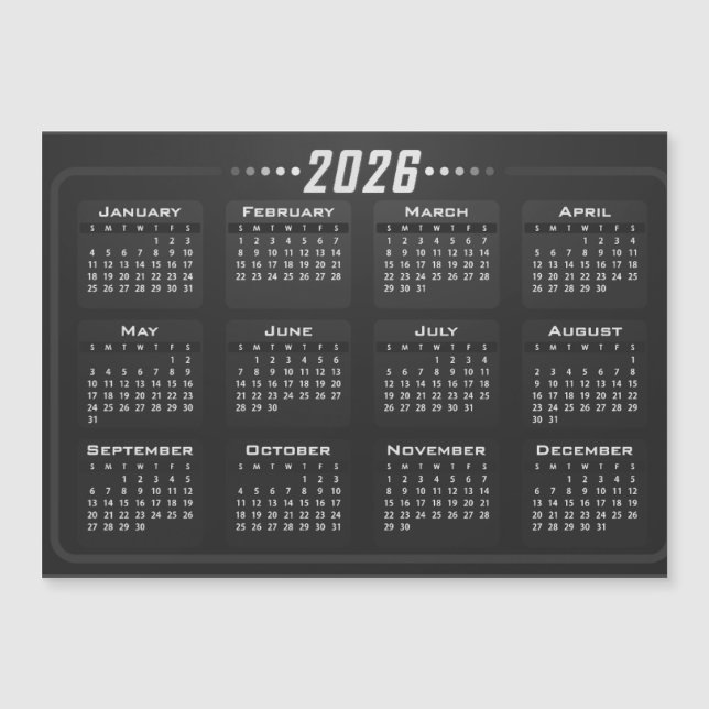 2026 Magnet Calendar Black and White  (Devant)