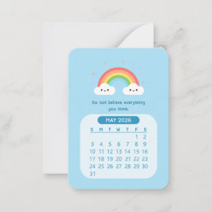 2026 Mai Monatskalender Cute Kawaii Motivierend Mitteilungskarte