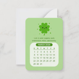 2026 März Monatlicher Kawaii Motivierend Kalender Mitteilungskarte