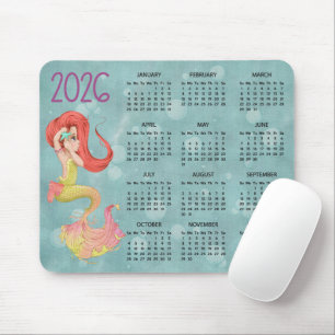 2026 Meerjungfrau Schreibtischkalender Mauspad