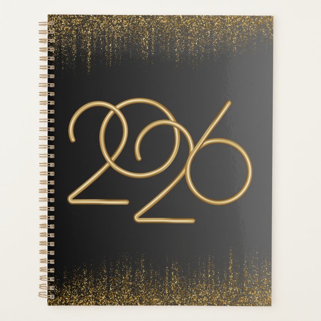2026 Minimal Black & Gold Planner Cover  (Devant)
