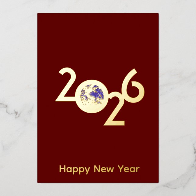 2026 minimalistisch konzipierte neue Jahre Karten (Vorderseite)
