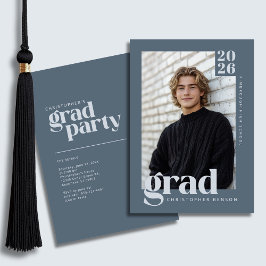 2026 Modern Slate Blue Graduation Party Einladung