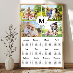 2026 Moderne Familien 4-Foto-Collage-Kalender Poster