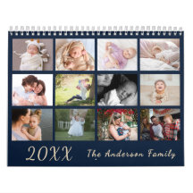2026 Moderner Familien-Fotokalender – schwarz & go