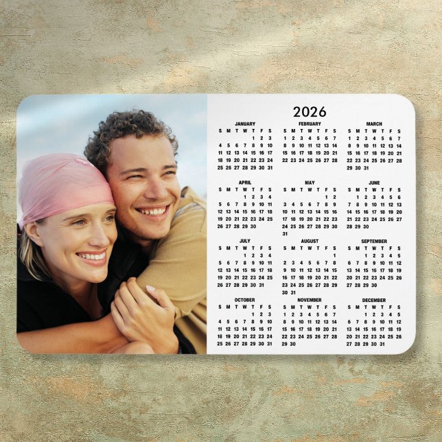 2026 Moderner Kalender-Foto-Magnet Magnet (2026 Modern Calendar Photo Magnet)