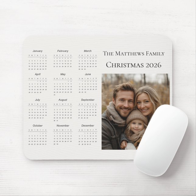 2026 Moderner Weihnachts-Fotokalender Mousepad (Mit Mouse)