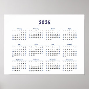 2026 Monatlicher Mauerkalender Alle Tage Poster