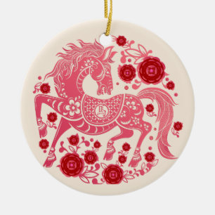 2026 Mondneujahr des Pferdes Geschäft QR-Code Keramik Ornament