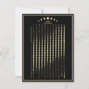 2026 Mondphasen-Lunar-Zyklen-Kalender Minimalist Postkarte
